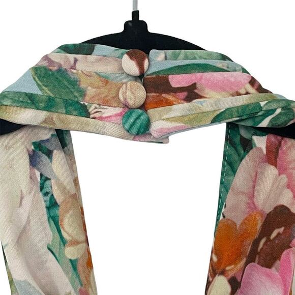 Cara Cara Marion Dress Twisted Open-Back Floral Halter Silk Chiffon Maxi Size XL - Picture 10 of 13